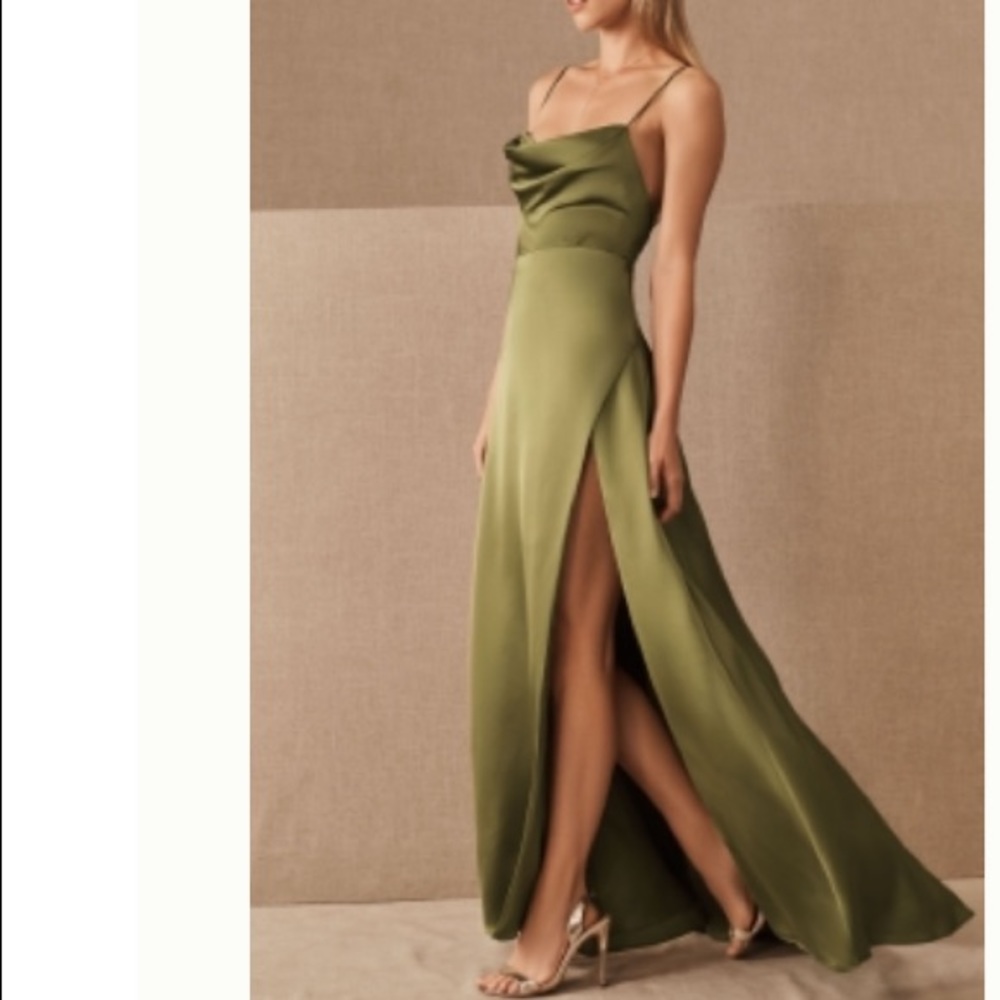 BHLDN 	ROSABEL SLIP DRESS in Olive